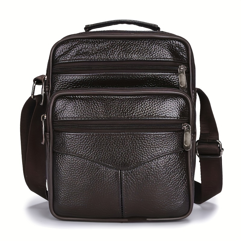 Men's Genuine Leather Crossbody Bag, Casual Vertical Shoulder Bag For  Travel - Temu