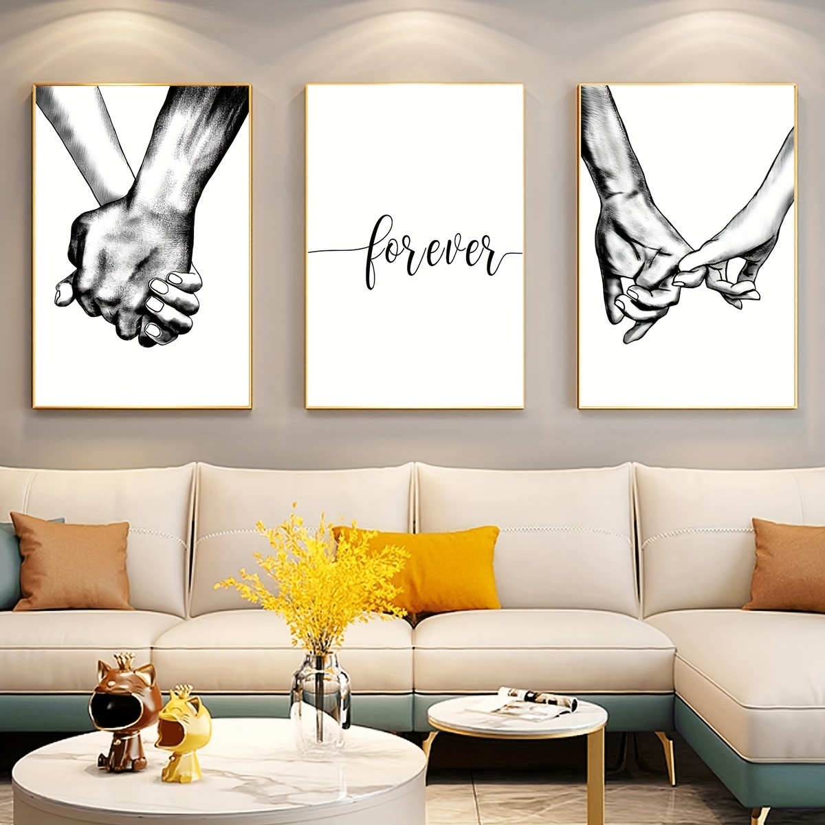 Unframed Hands Forever Canvas Posters Couples Love Drawing - Temu