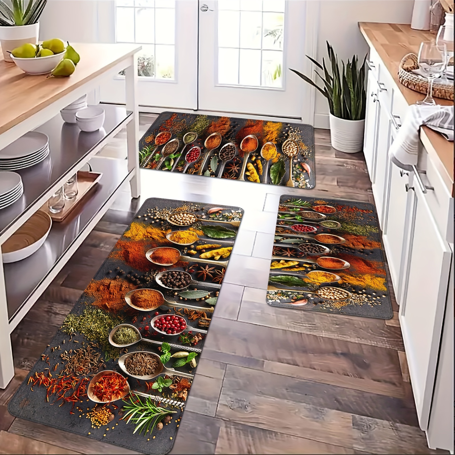 Alfombras de cocina con hierbas y especias para cocina, alfombra de baño,  alfombra de piso para puerta de piso, felpudo antideslizante, alfombra  suave