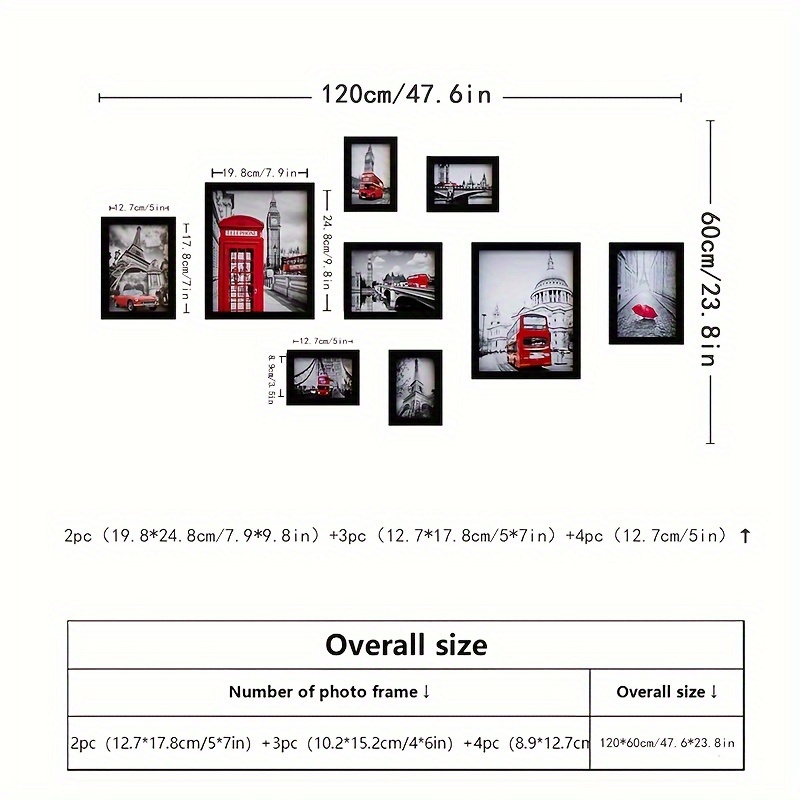 GPAIHOMRY Cornici da parete Gallery, collezione di decorazioni da parete,  set di 15, include cornici da 20,3 x 25,4 cm, 12,7 x 17,8 cm e 8,9 x 12,7  cm, senza tappetini (Color : B) : : Casa e cucina