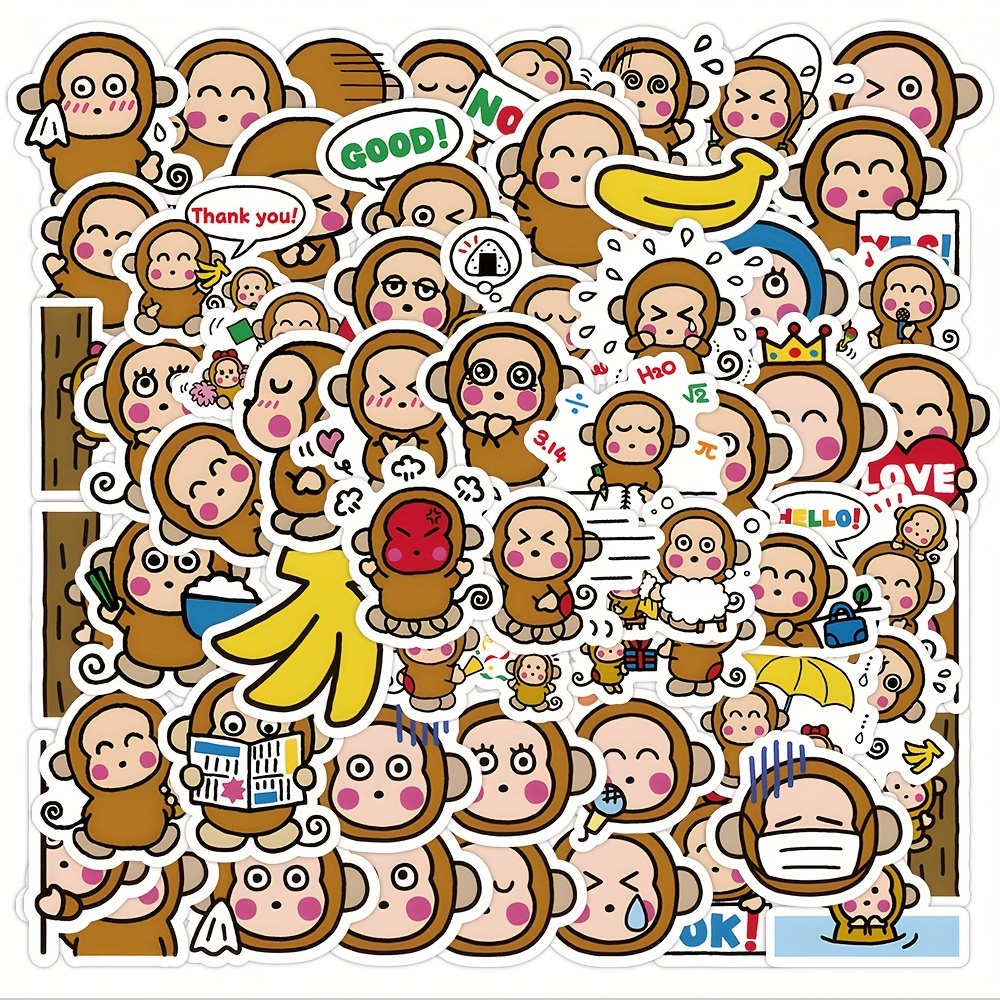 50 Pcs Monkey Stickers Cute Vinyl Decal Waterproof Stickers - Temu