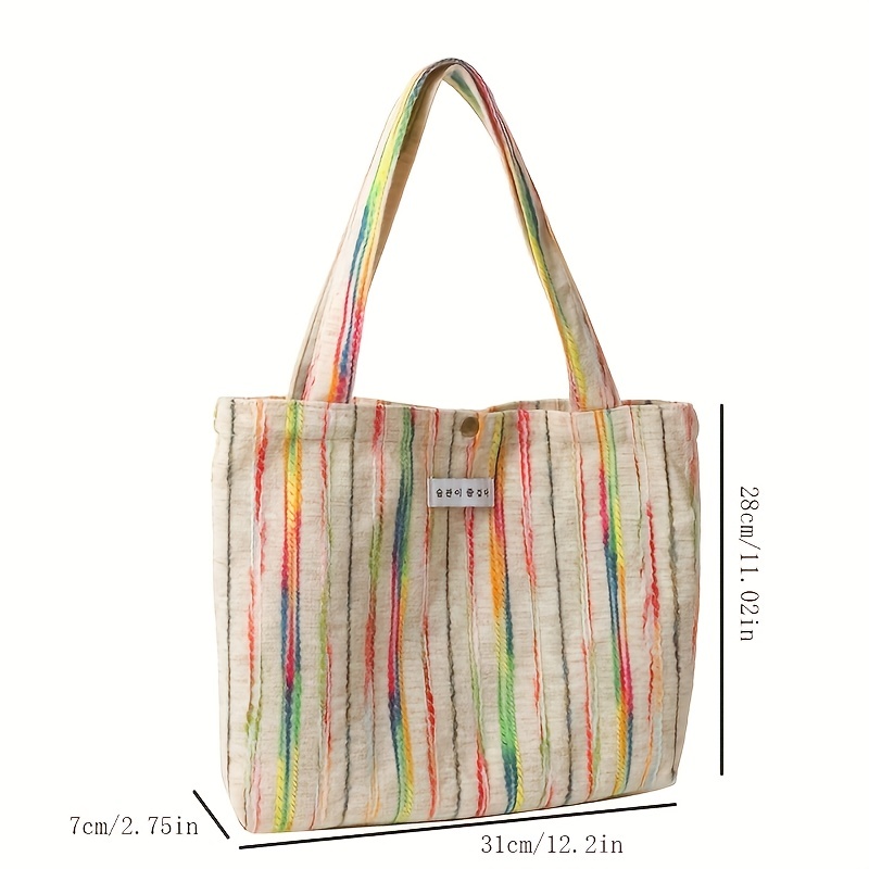 Colorful Striped Pattern Shoulder Bag Stylish Storage Handbag