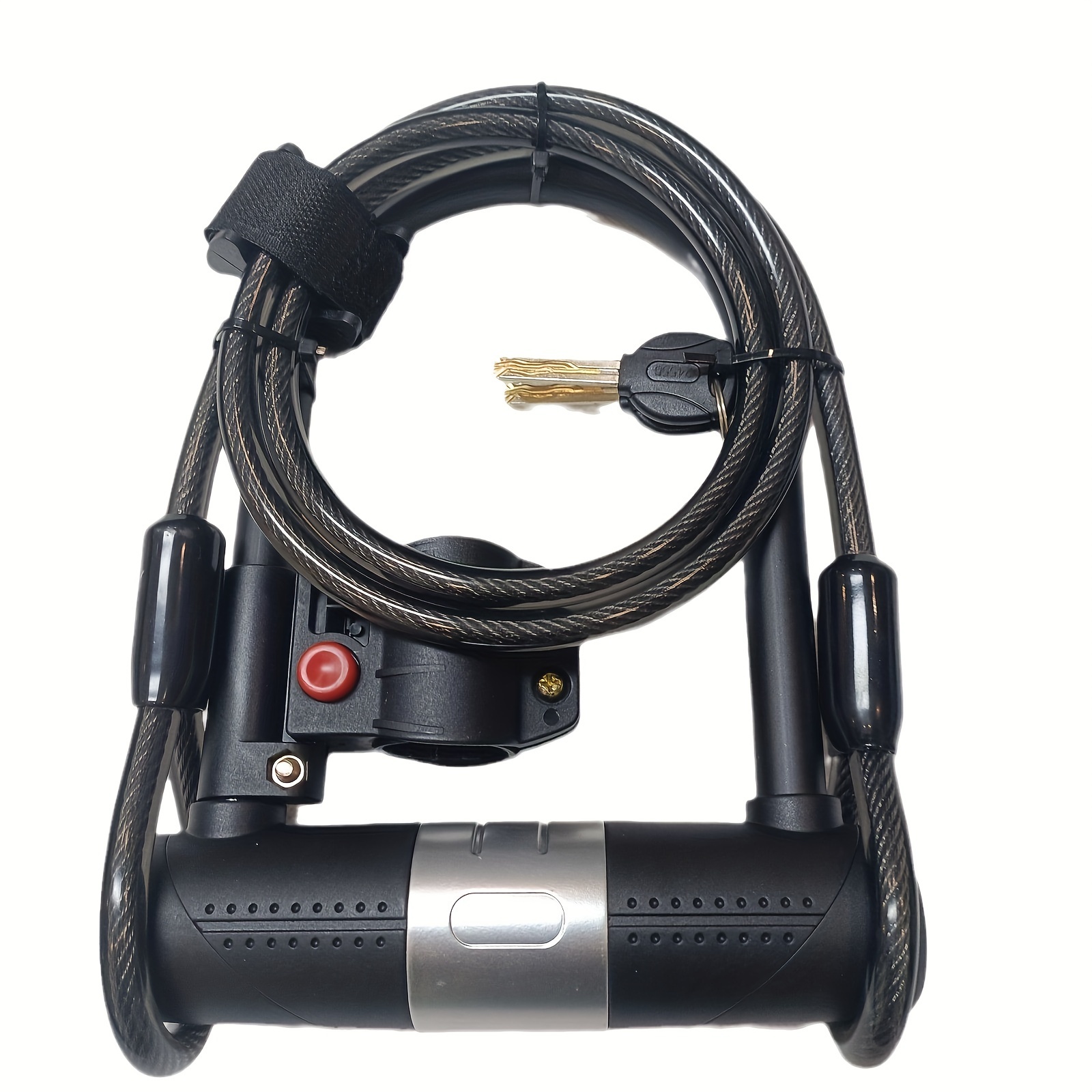  Candado en U para bicicleta, combinación de alta resistencia,  grillete de bloqueo en U, cable de seguridad de 4 pies de longitud con  soporte de montaje resistente y llave antirrobo para