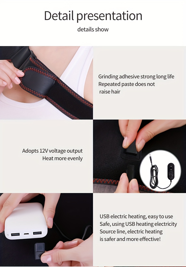 1pc Usb Electric Heated Shoulder Wrap Upgraded Massage Heater 3 Vibration  And Heat Settings And Timer Rotator Cuff Shoulder Brace No Power Bank, Shop Now For Limited-time Deals