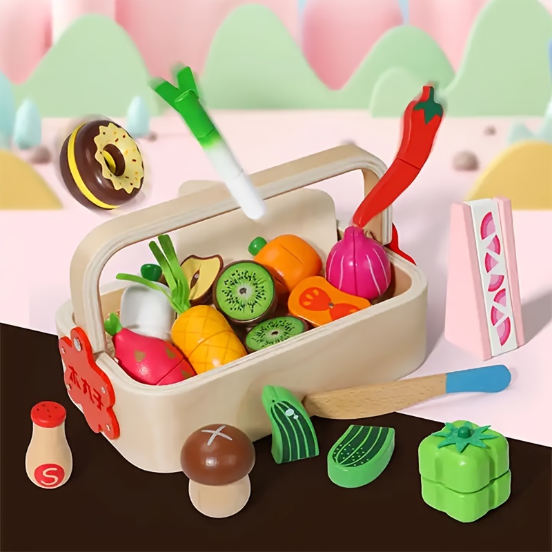 Wooden Magnetic Fruit and Vegetable cutting set