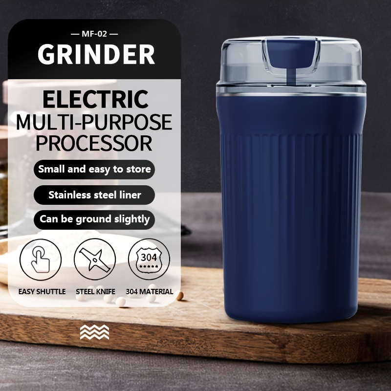 Portable Electric Coffee Grinder Household Grain Small Spice Grinder Herb  Grinder Stainless Steel Inner Liner Black Plug 