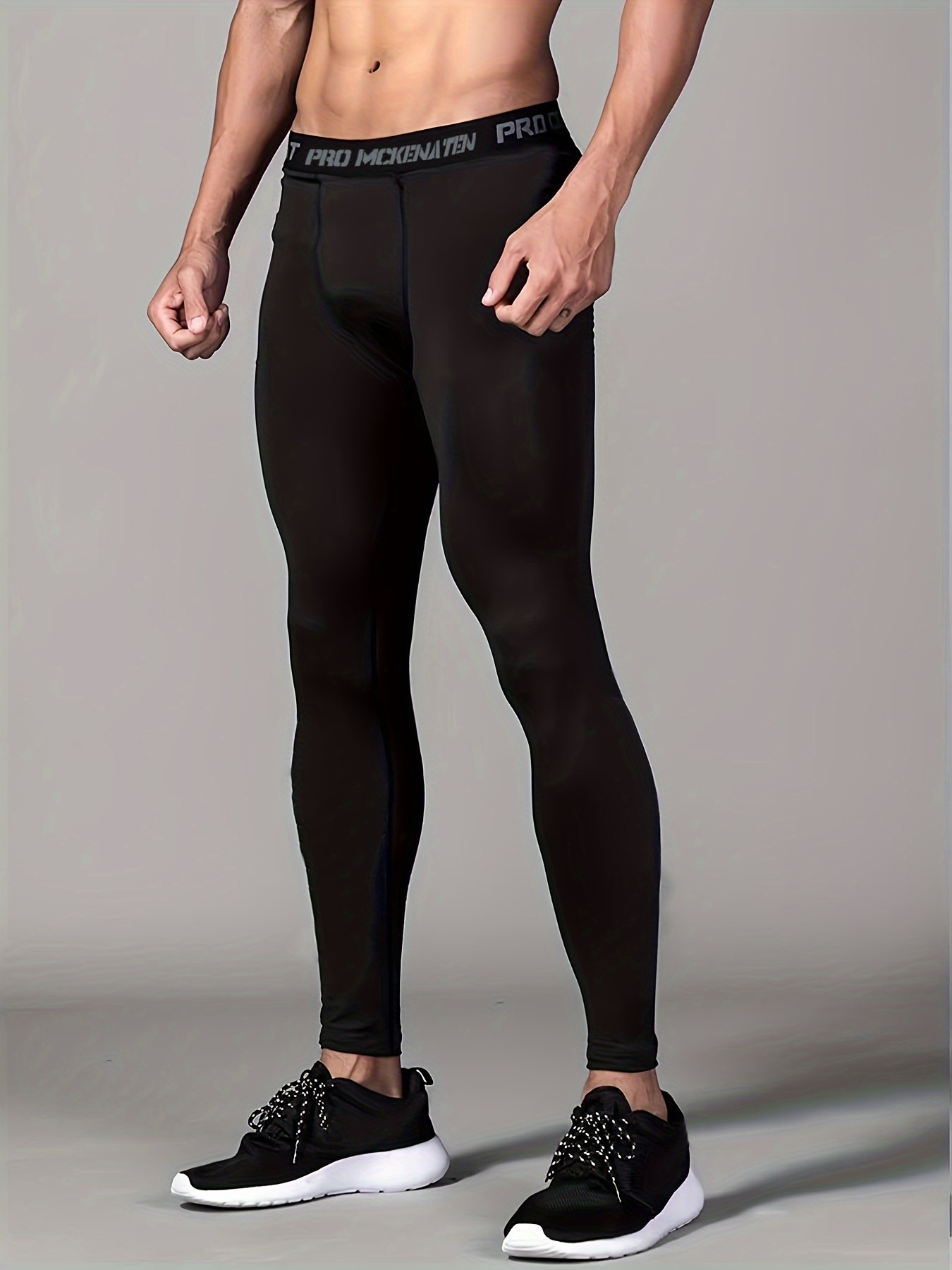  Black Mens Athletic Compression Pants Cool Dry Gym