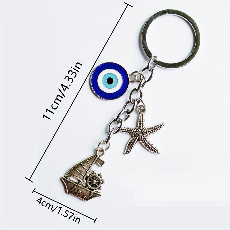 1 Stück, Teufelsauge-Schlüsselanhänger, griechisch-türkischer Schmuck,  Blaue Augen-Schlüsselanhänger, Reise-Souvenir, Teufelsauge-Schmuck