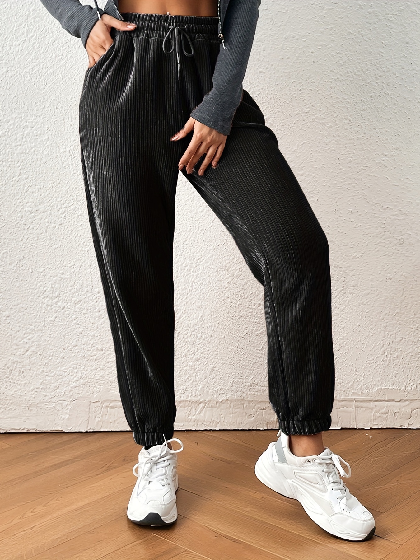 Women's High Waist Ribbed Jogger Pants With Slant Pockets - Comfortable And  Stylish Outdoor Casual Wear, Shop The Latest Trends