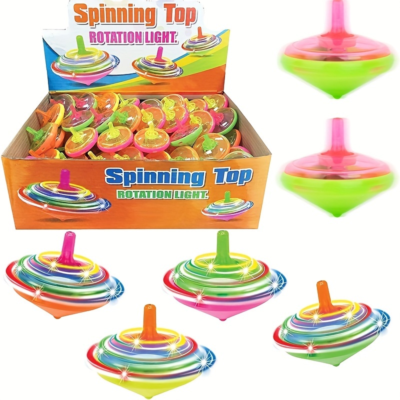 

10pcs Led Light Up Flashing Mini Spinning Tops With Gyroscope - Novelty Bulk Spin Toys Party Favors Bundle Pack Multicolored Easter Gift