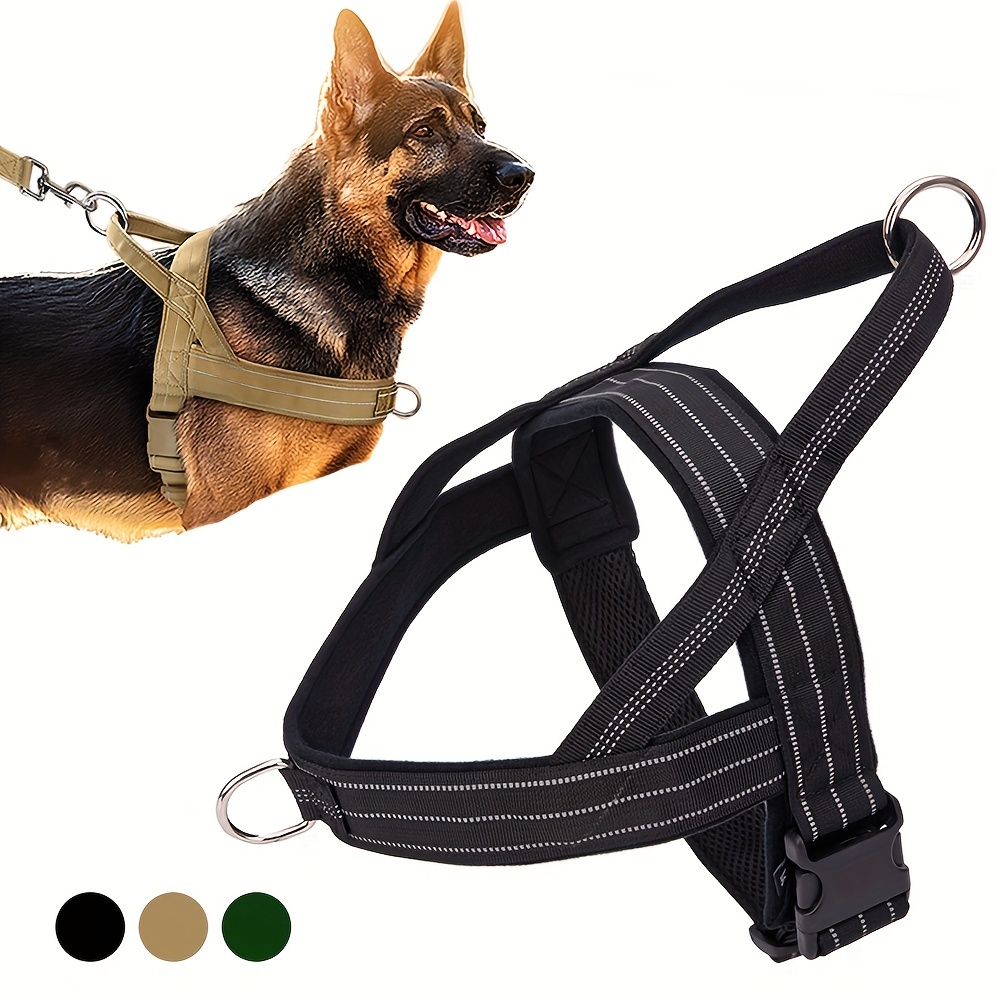 Arnés para perro a prueba de escapes, arnés reflectante sin tirones con asa  de elevación, chaleco ajustable para mascotas con clips delanteros y