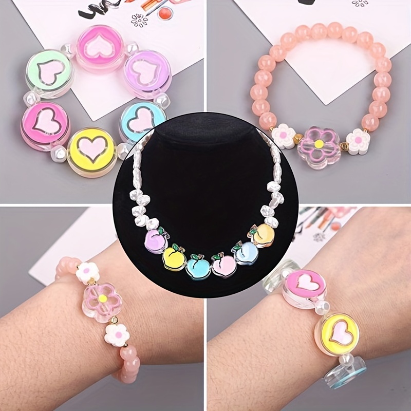 Pink Star Pentagram Love Heart Beaded Bracelet for Women Sweet
