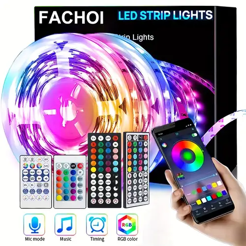 KIKO LED Strip Lights, Smart Color Changing Rope Lights 65.6ft 20m SMD 5050  RGB Light Strips with Bluetooth Controller Sync to Music Apply for TV,  Bedroom, Party and Home Decoration : 