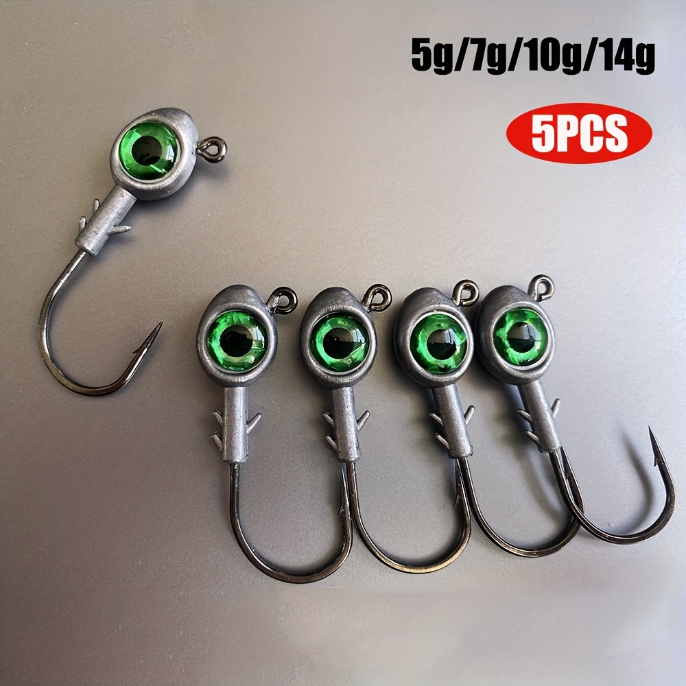 20g Bass Jig Heads With 3d Eyes For Soft Lures - High Carbon Steel, 2 Pcs