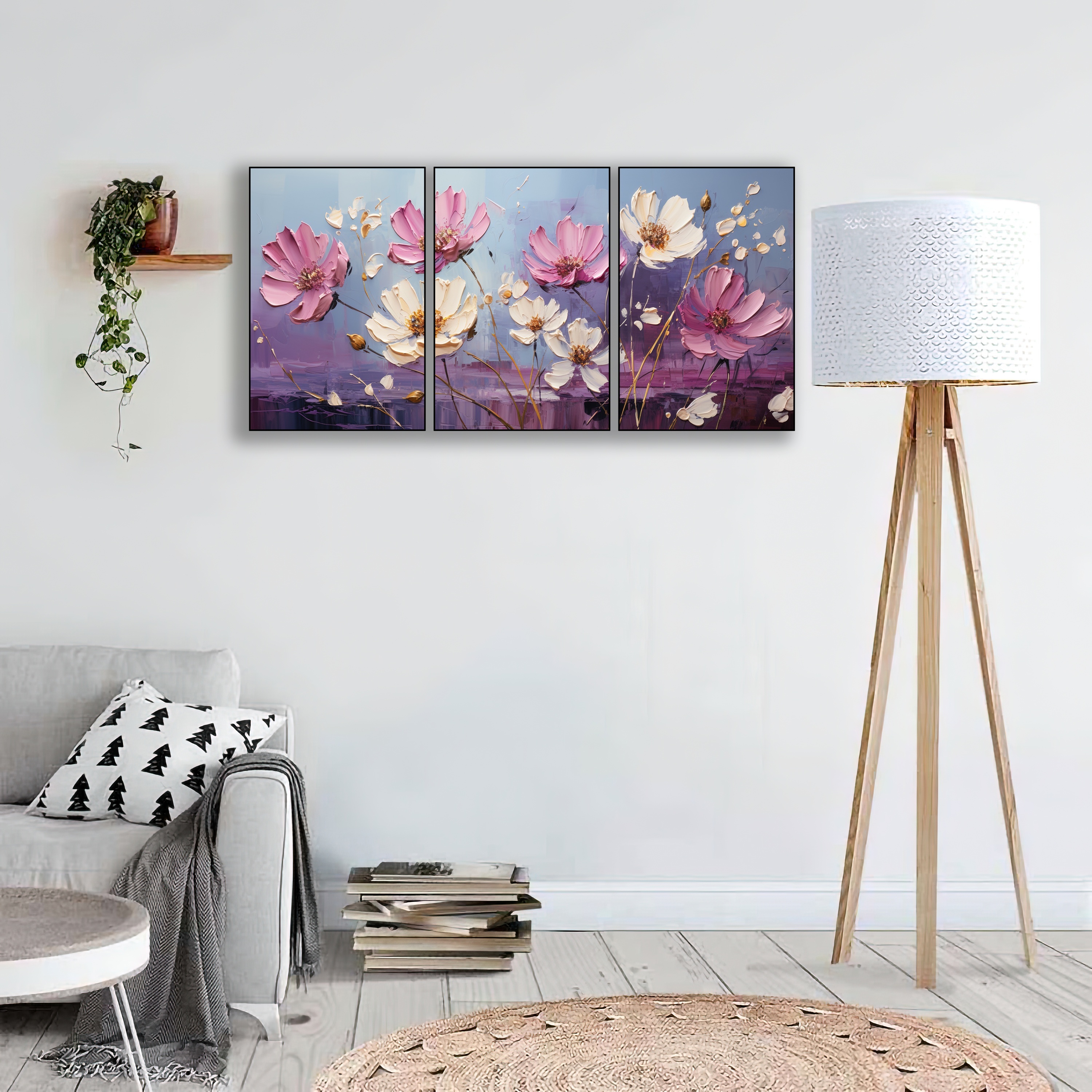 Pastel Brown Flowers Canvas Posters