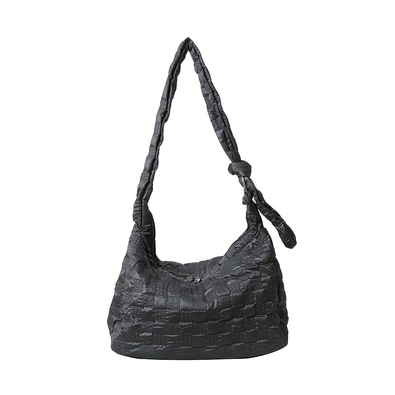 Puffer Quilted Crossbody Bag, Cloud Ruched Shoulder Bag, Trendy Padded  Nylon Hobo Bag