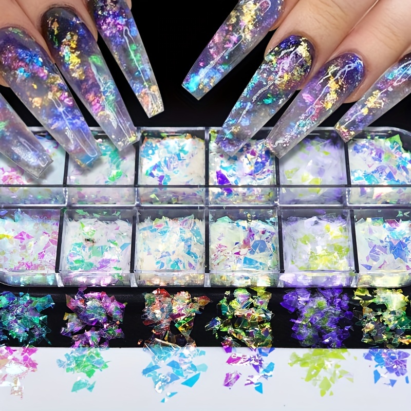 Nail Art Acrylic Powder Mixed Mermaid Hexagon Chunky Glitter - Temu