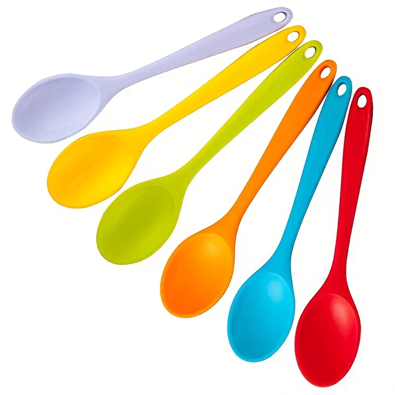 Cucharas de silicona multicolores, 4 unidades, cuchara de cocina  antiadherente, cuchara de servir de silicona, cuchara agitadora para  cocina, cocina