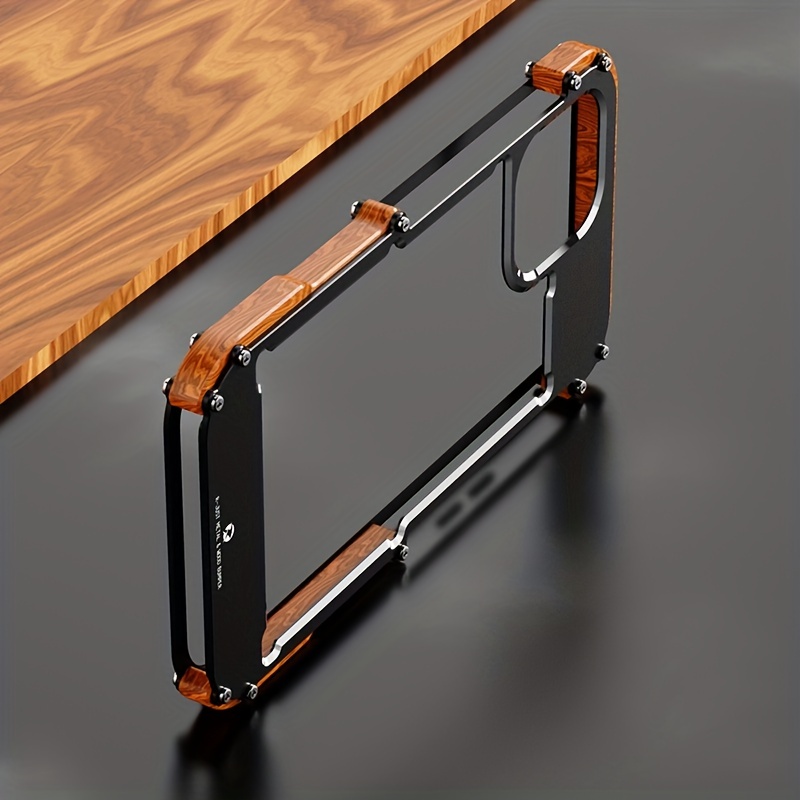 For iPhone 14/Plus/Pro/Max/13 Armor Aluminum Metal Wood Bumper Frame Case  Cover