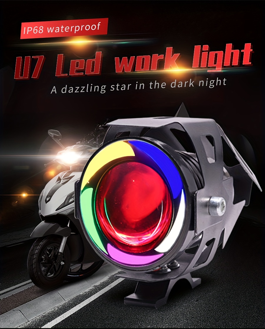 Acheter 2PCS 125W Mini U7 LED Moto Phare Projecteur Angel Light