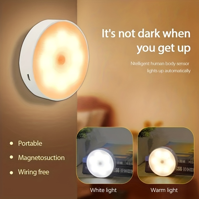 Led Motion Sensor Night Light Usb Rechargeable Magnet Body - Temu