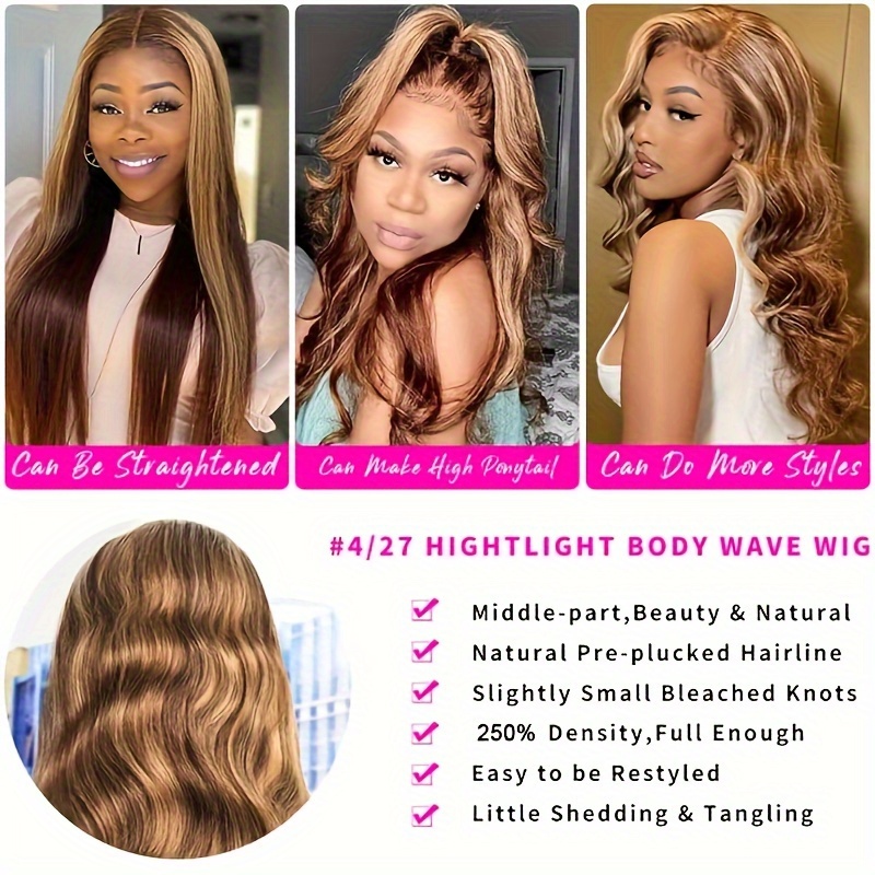 250 Density Highlight Honey Blonde Body Wave Lace Front Temu