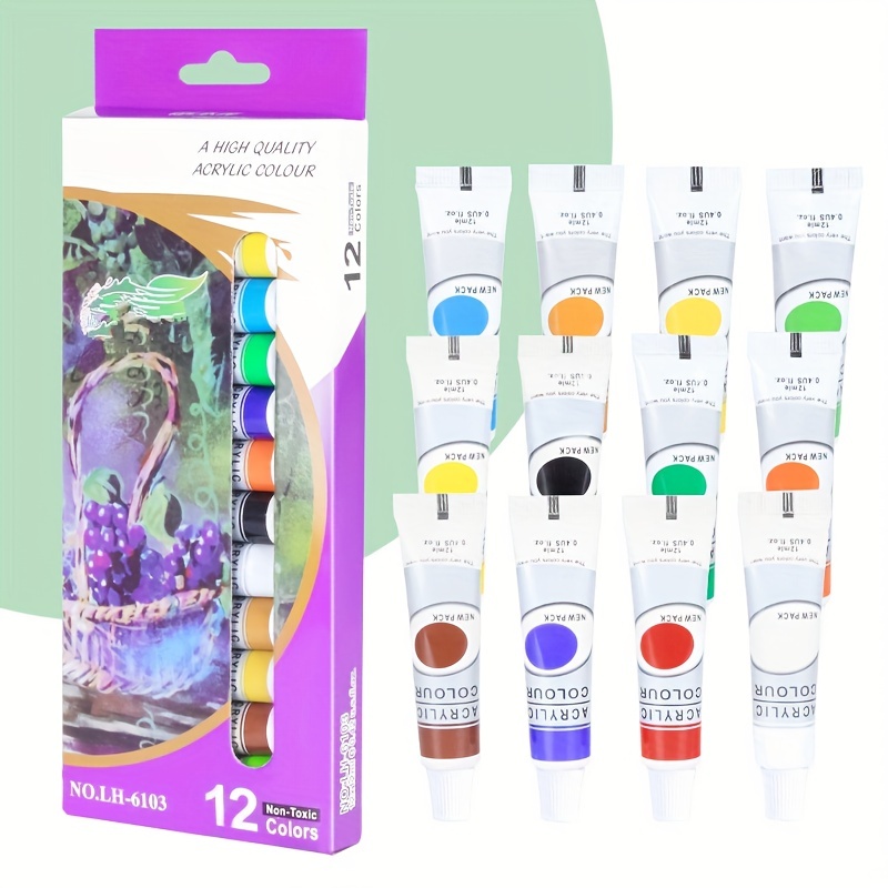 

12 Vibrant Acrylic Paint Colors For Easy Artistic Expression - Hand-painted Pigment Set