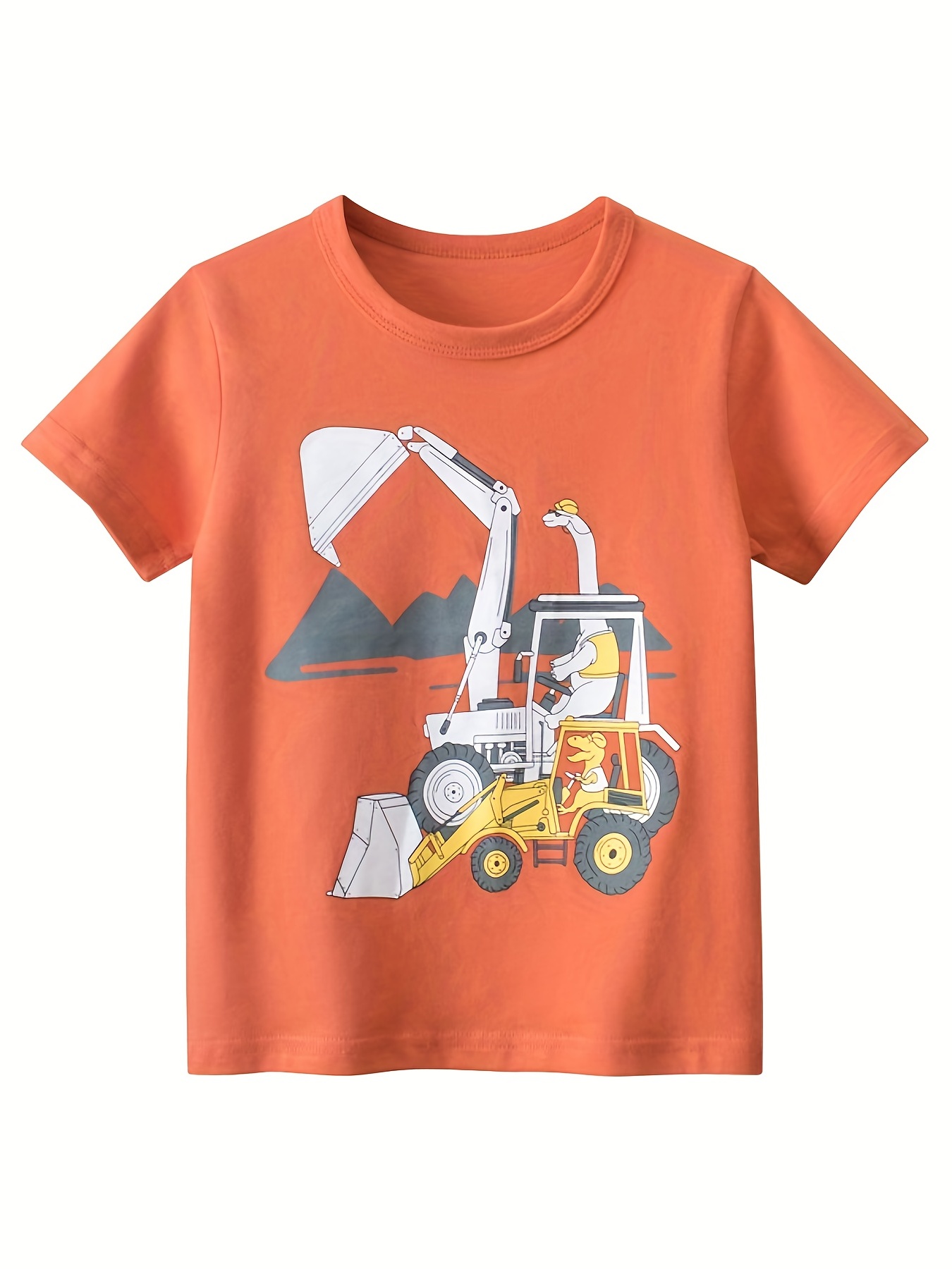 Cartoon Digger Excavator Print Boys Casual Pullover Long - Canada