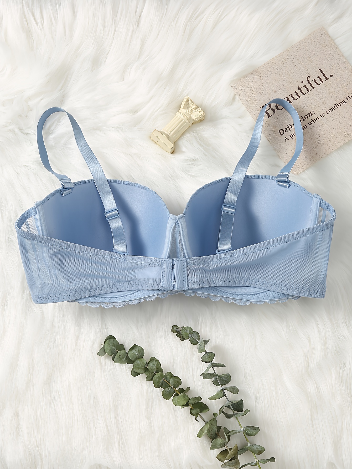 Padded Underwired Demi Cup Bra in Baby Blue