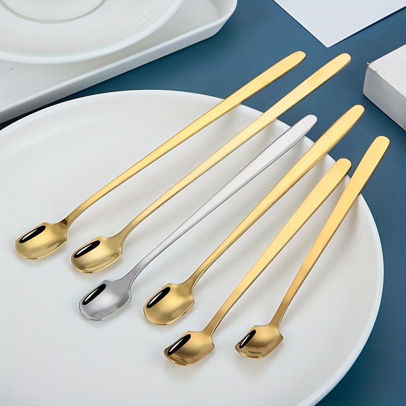 304 Stainless Steel Square Head Ice Spoon With Long Handle For