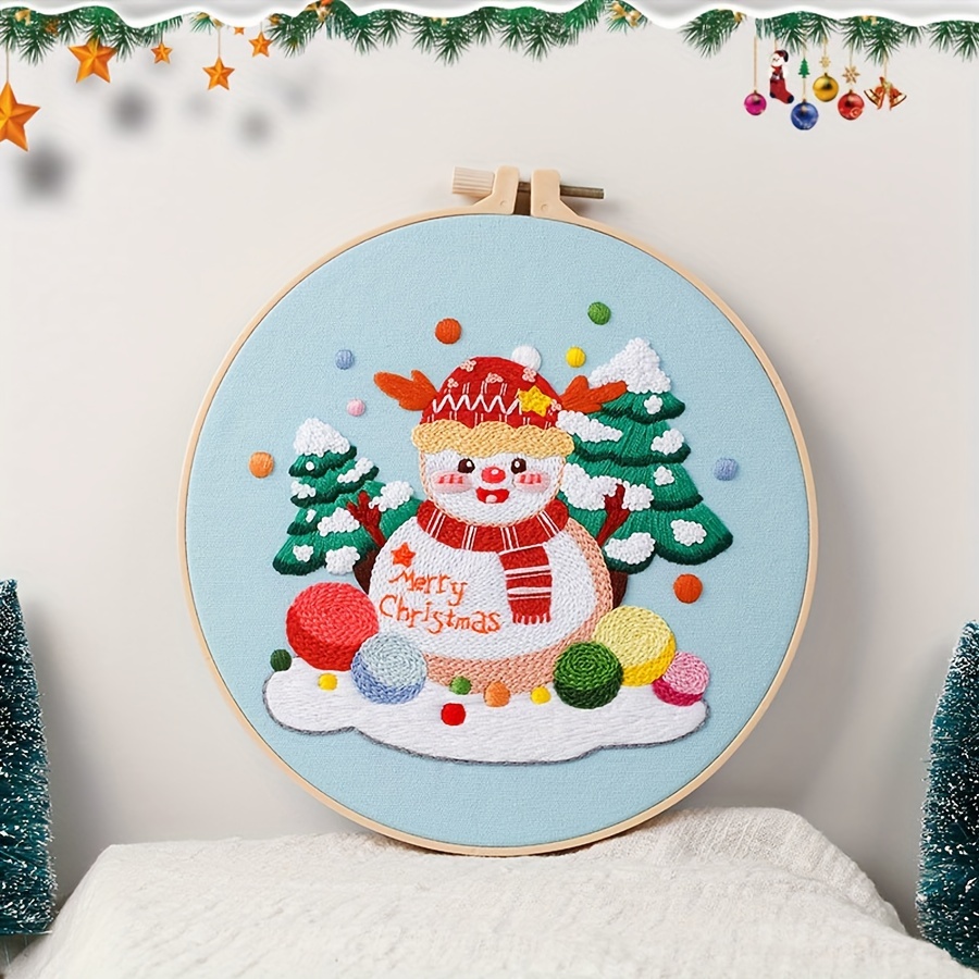 Cute Christmas Embroidery Kit Diy Starter Embroidery Set - Temu Philippines