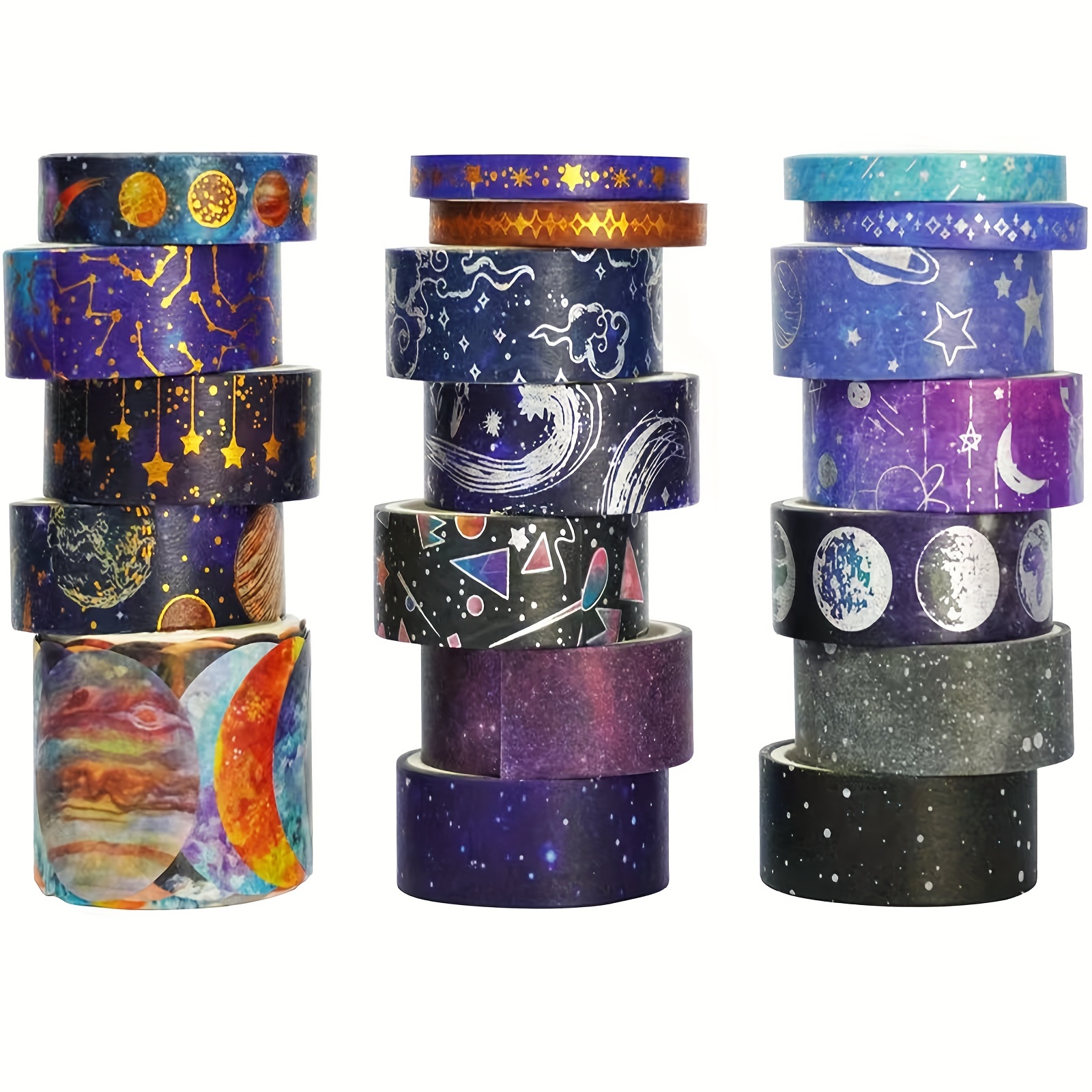 Economy Pack Washi Tape Set Golden Foil Galaxy Washi Tape - Temu