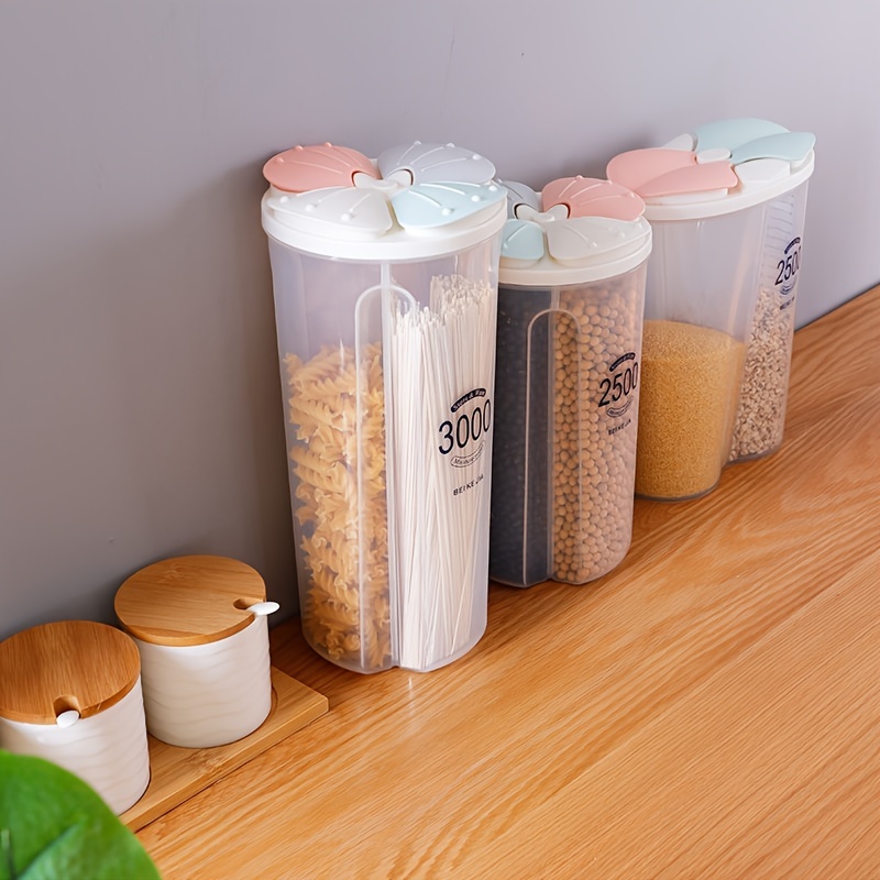 Airtight Cereal Storage Container With Lids, Clear Airtight Kitchen Food  Storage Container For Grain, Sugar, Flour, Rice, Nut, Snacks