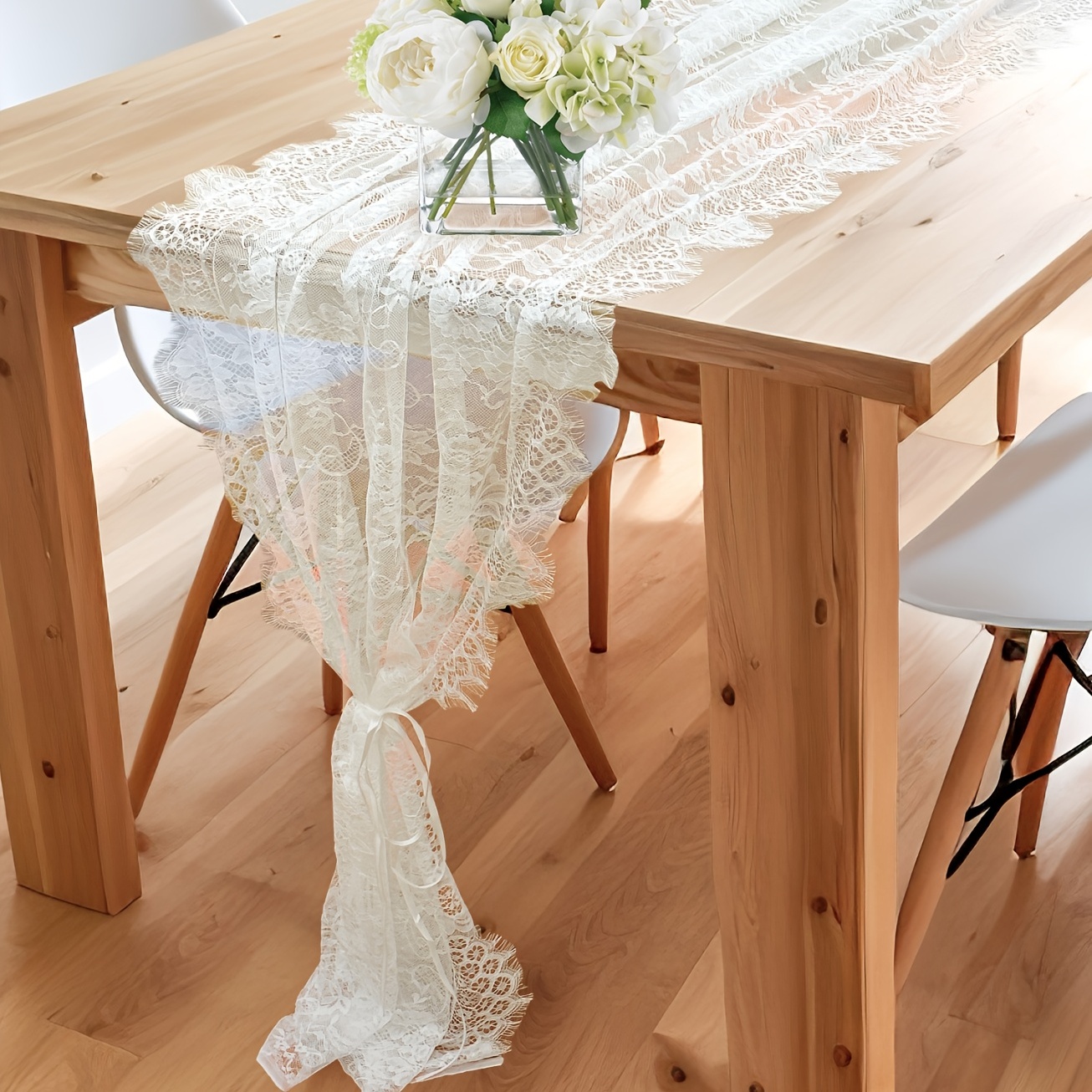 Lace Table Runner Modern Table Runners Ribbon White Floral - Temu
