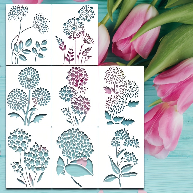 Wild Flower Stencils for Painting 11.7x8.3 Inch Large Flower Stencil for  Walls Leaf Flower Blossom Stencils Reusable Drawing Stencils for Painting  on Wood Wall Canvas Furniture Card 