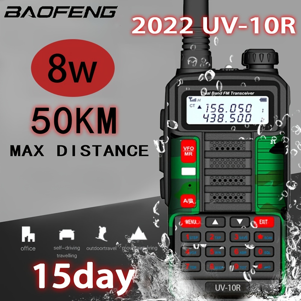  BAOFENG UV-5R 8W Ham Radio High Power Dual Band Portable Two  Way Radio Long Range Rechargeable Handheld Radio (Black-1Pack)… :  Electronics