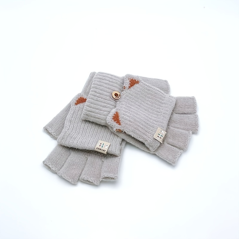 Winter Half Finger Flip Top Gloves With - Temu Mexico