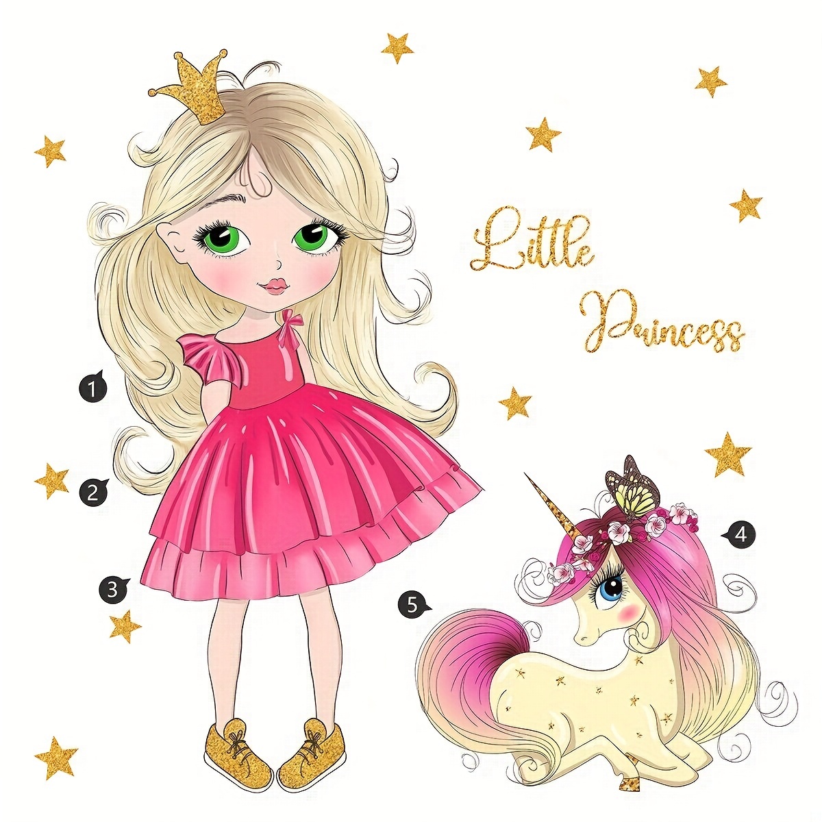 Princess unicorn with name fairy tale wall decal - TenStickers