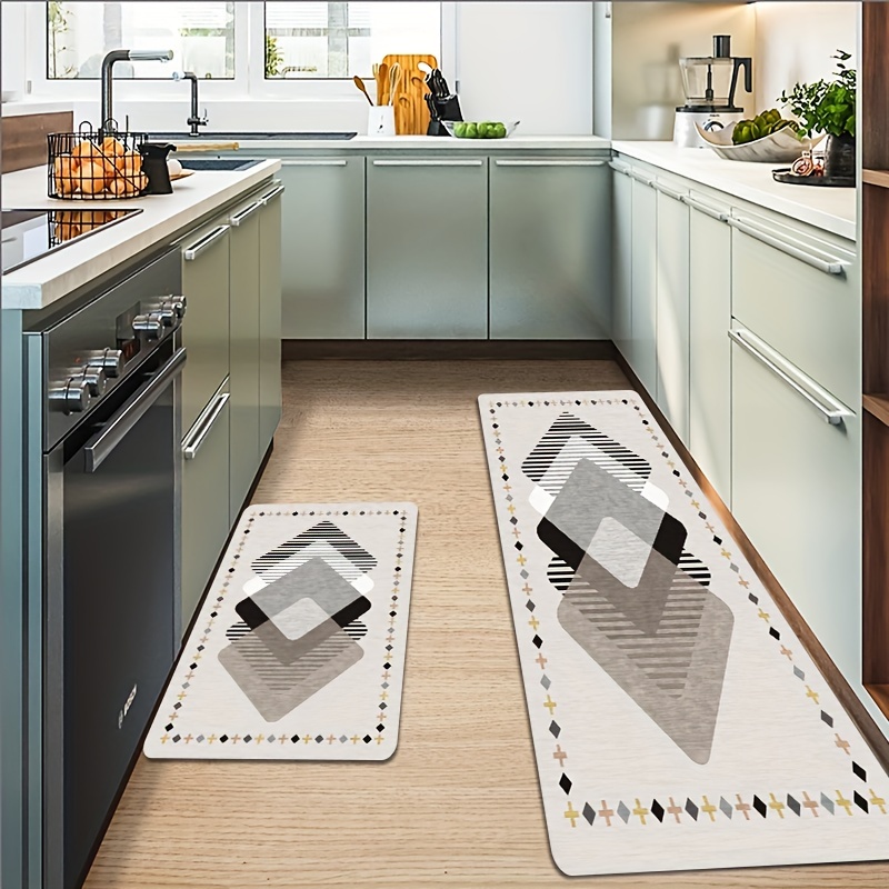 1pc Imitation Cashmere Kitchen Floor Mat Washable Kitchen Rug Non