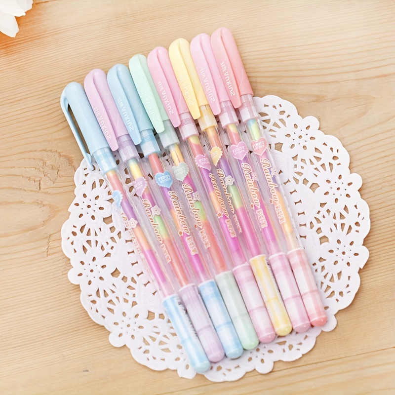 Haile 6pcs/set Double Tip Highlighter Pens Macaron Color Manga Markers  Midliner Pastel Highlighters Kawaii Japanese Stationery