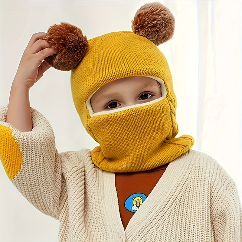 1pc Bonnet D'hiver Pour Enfants Avec Cache-cou Intégré En Velours Côtelé Et  Protection D'oreille - Temu Switzerland