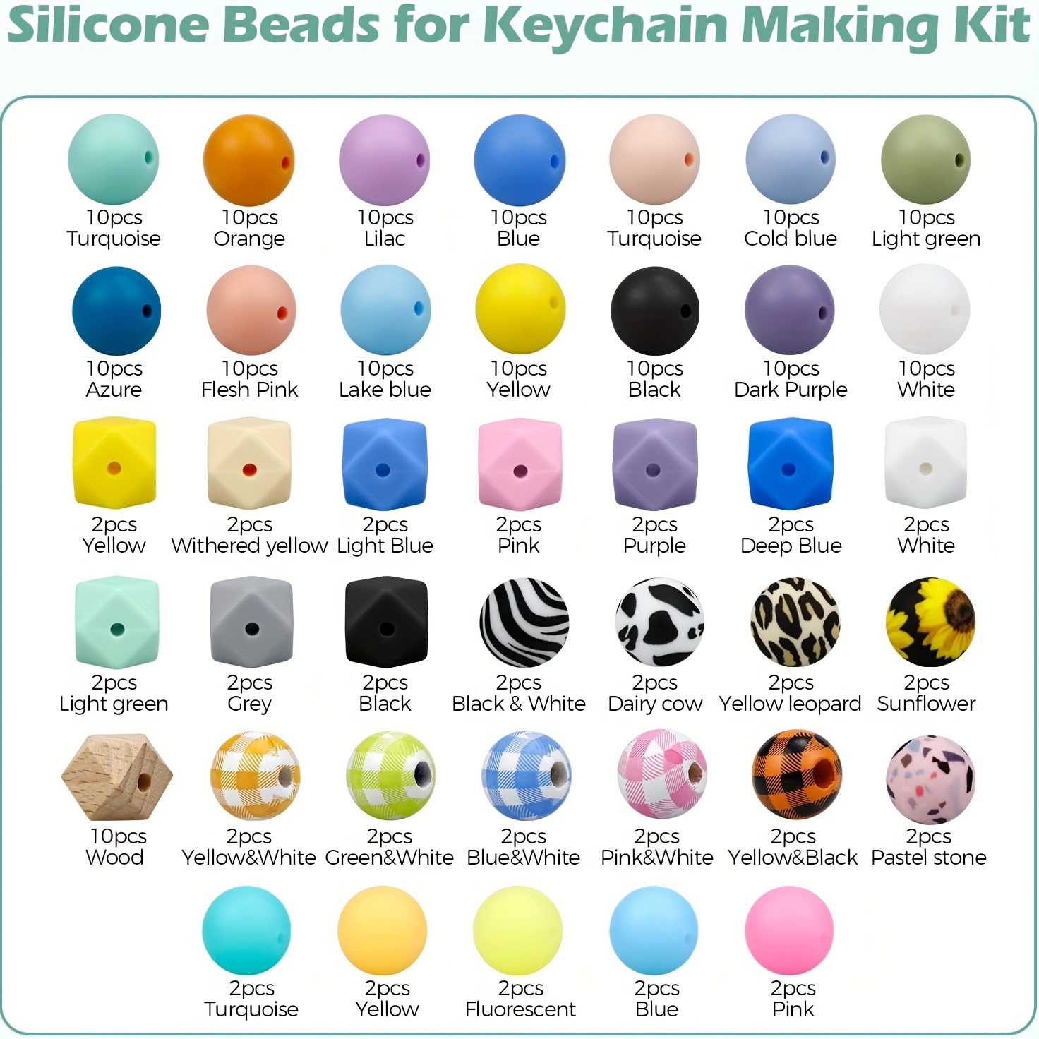 Silicone Beads Random Mixed Color Animals Silicone Bead Kit - Temu