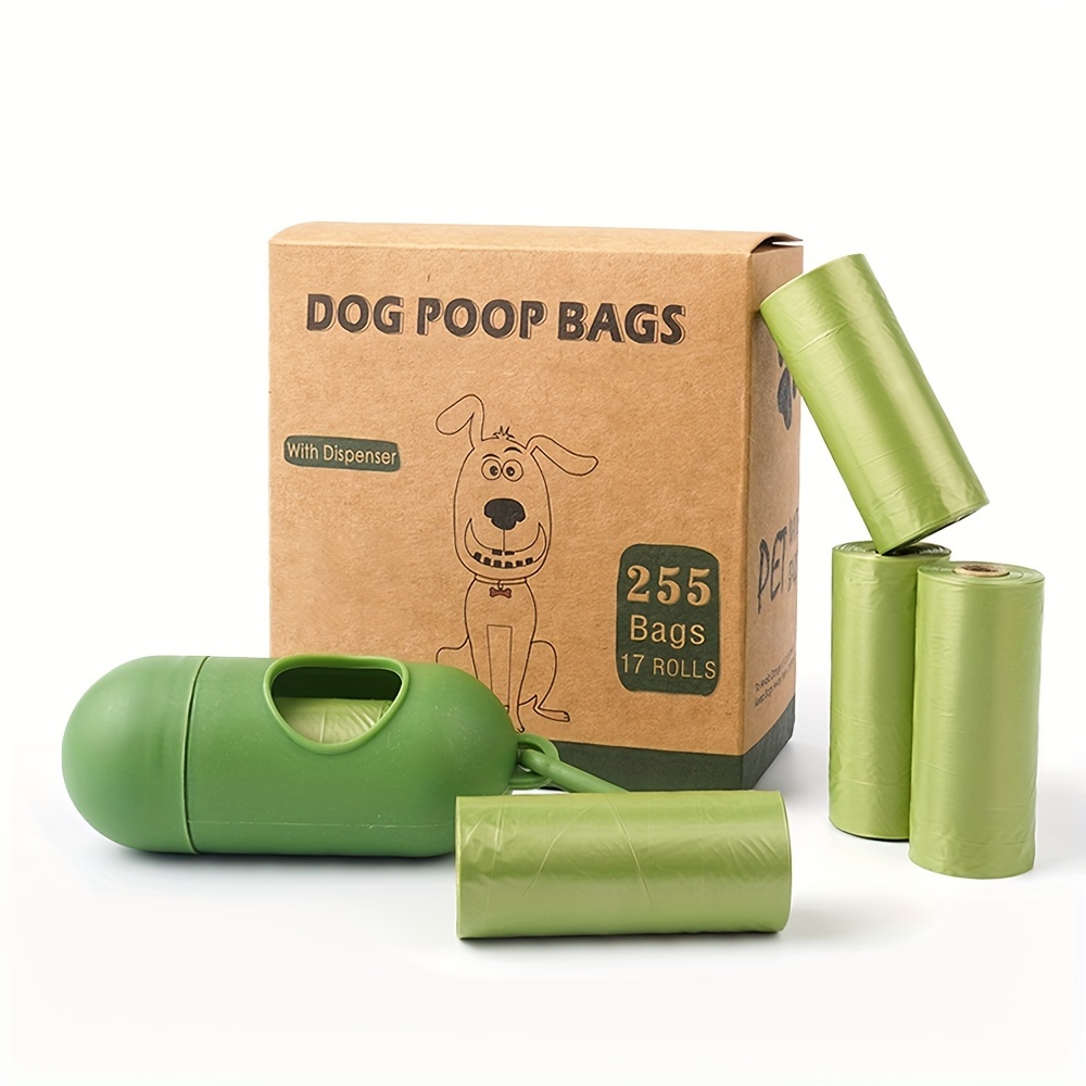 TUG Dispensador de bolsas de basura para perros con bolsas de excremento de  perro, 17 rollos (255 bolsas), 15 bolsas por rollo, con dispensador blanco