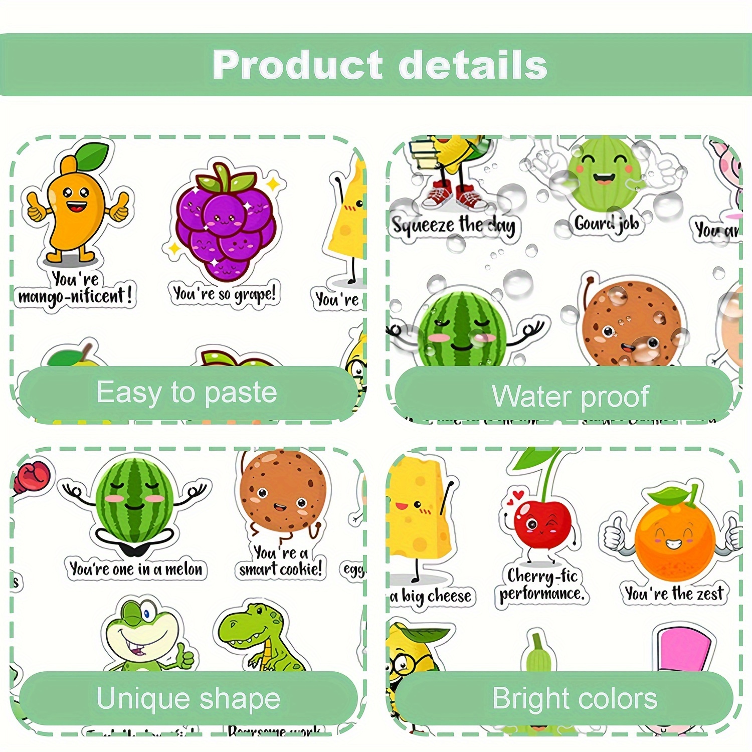 4pcs Incentive Stickers Adorable Round Animal Encouraging Stickers