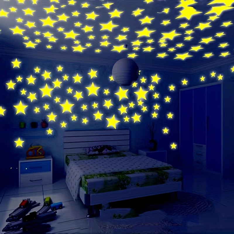 899 Pcs Glow in Dark Stars and Moon Wall Decals, DIY Glow in The Dark Stars for Ceiling, Nursery Room and Home Decoration