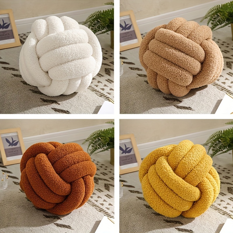 Hand woven Knotted Ball Pillow Soft Sherpa Home Decorative - Temu