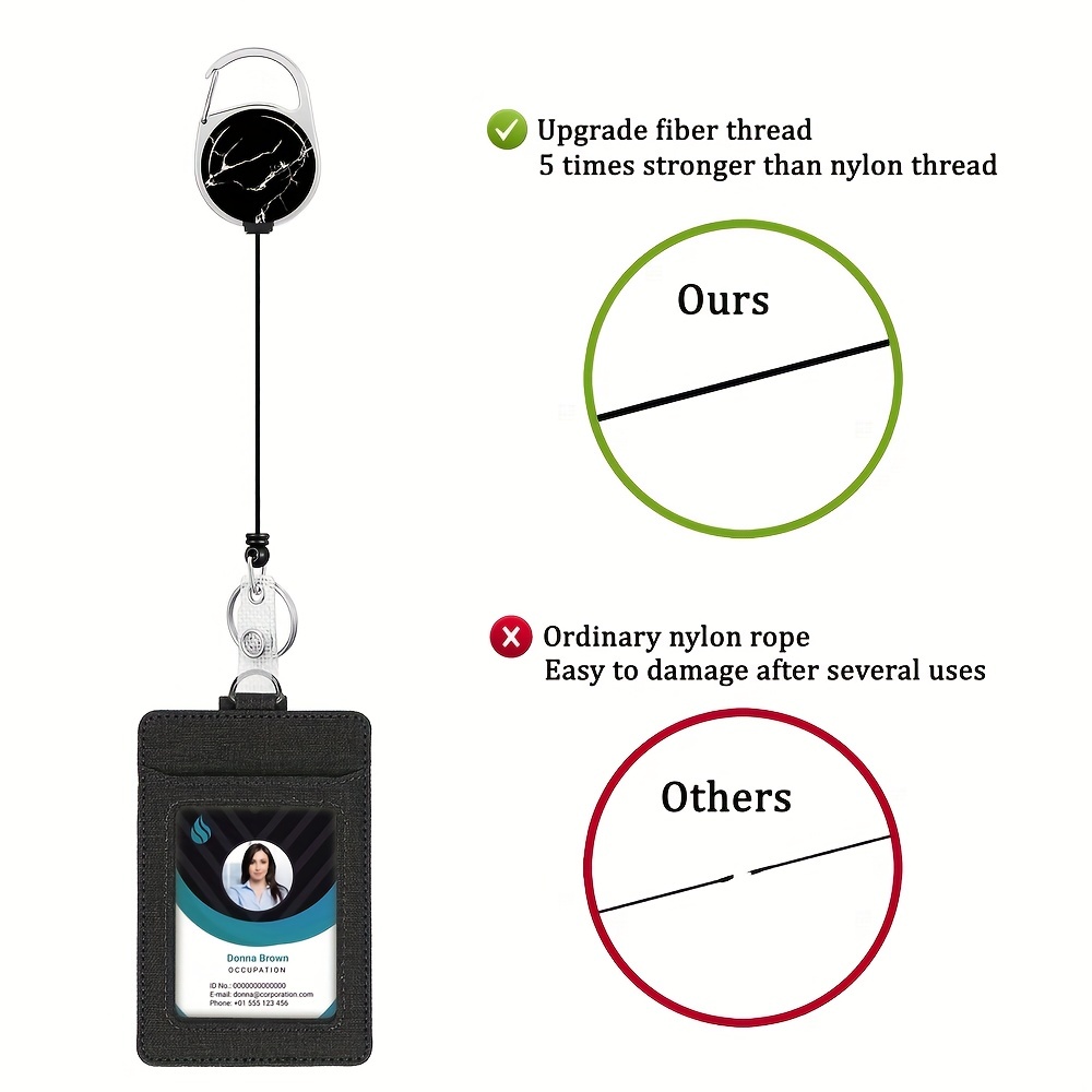 2 Pack ID Badge Holder With Clip Badge Reels Retractable Heavy Duty Clear  Id Card Vertical Lanyard Holder with Carabiner Badge Reel with 24 inches