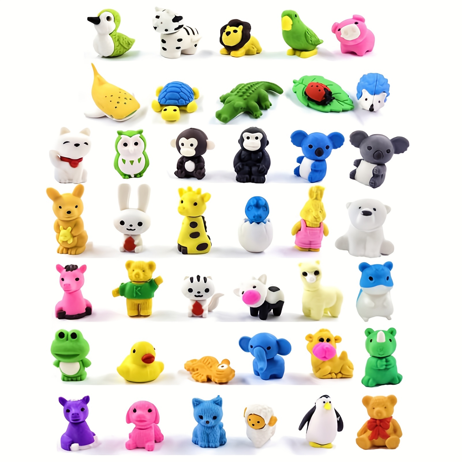 FUN LITTLE TOYS 72 PCS Erasers for Kids Mini Fun Food Animal Pencil Erasers  Valentines Day Gifts for Kids Desk Pet Accessories for Kids Classroom