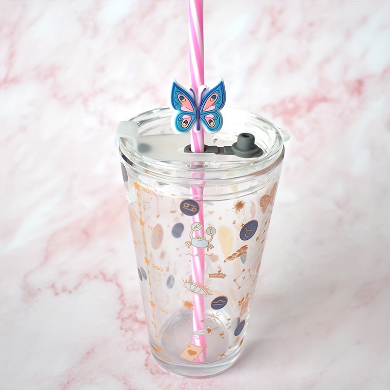 Peace Love Butterfly Flowers Straw Toppers Charms For Tumblers - Dust-proof  Straw Plug For Travel And Home Use - Temu
