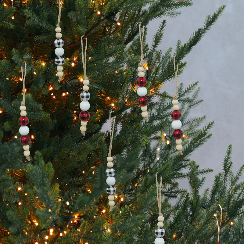 Christmas Tree Ornaments Made Wooden Beads Christmas - Temu